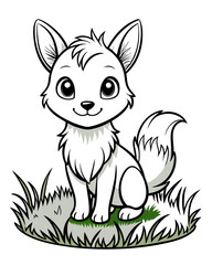 Cute Creature on Grass Coloring Book: Adorable Wildlife Designs in Black and White, Background-Free for Creative Coloring Fun