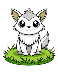 Cute Creature on Grass Coloring Book: Adorable Wildlife Designs in Black and White, Background-Free for Creative Coloring Fun