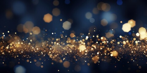 Blurry Gold Dust on Black Background Generative AI