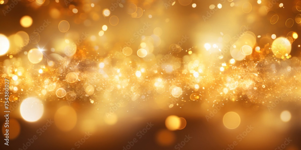 Poster blurry gold lights on dark background generative ai