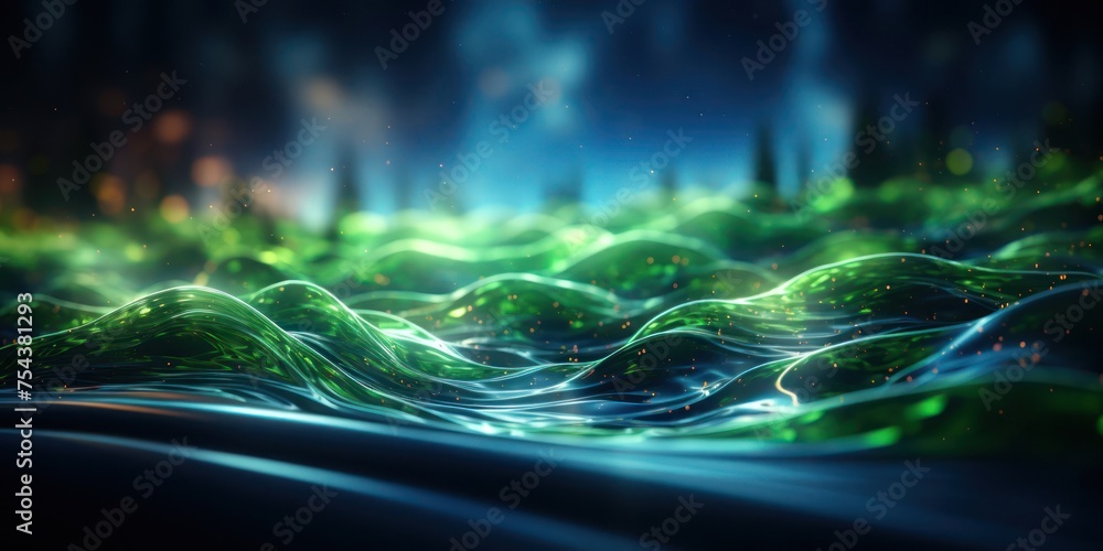 Poster computer generated image of a green landscape generative ai