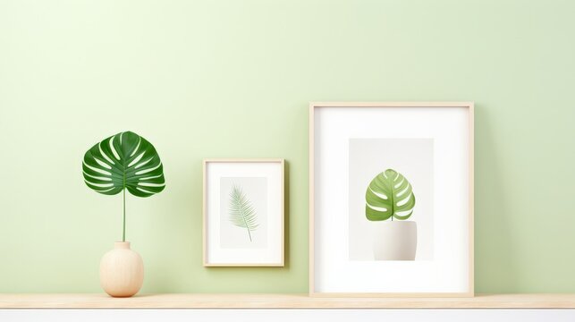 Botanical design elements with monstera and palm leaves