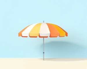 Hand-drawn illustration of a beach umbrella and sun icon