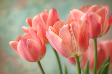 Pink tulips in spring