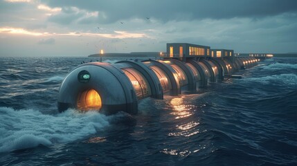 A tidal power station utilizing the rise and fall of tides to generate electricity - obrazy, fototapety, plakaty