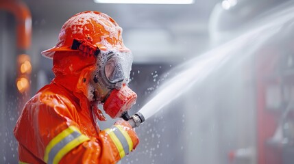 Nanoparticles in firefighting foam, enhancing its effectiveness in extinguishing fires at the chemical level - obrazy, fototapety, plakaty