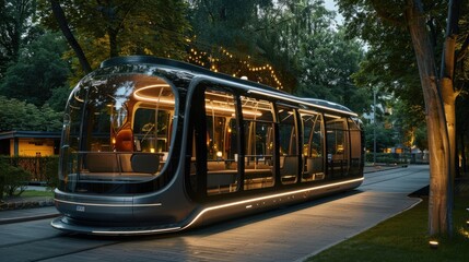 Futuristic public transport with personalized routes and comfort settings