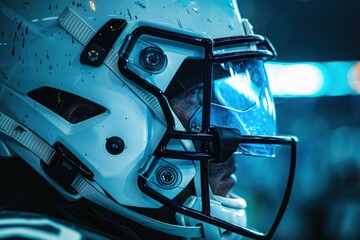 Nanotechnology enhanced helmets for athletes, monitoring impacts and alerting to potential concussions in real time - obrazy, fototapety, plakaty