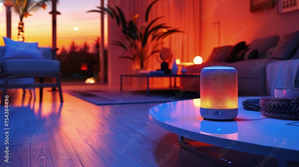 Aufkleber a smart home system controlling lighting, temperature, and security with voice commands