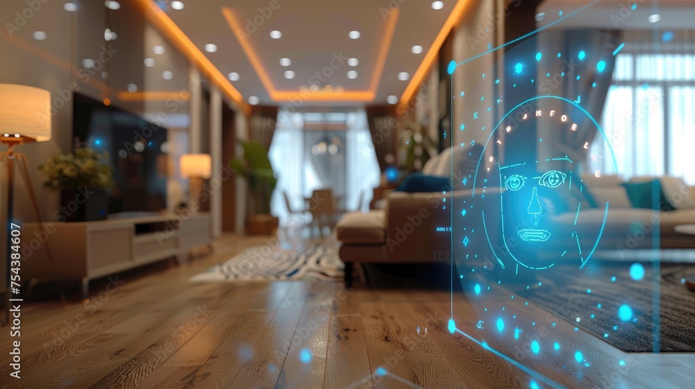 Poster Advanced security system with facial recognition and motion sensors