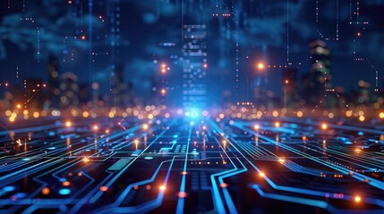 Naklejka premium An algorithm for optimizing electric grid distribution, integrating various renewable energy sources for maximum efficiency