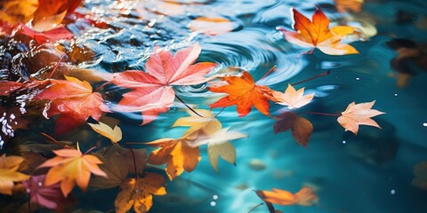 Fototapeta na wymiar Floating Leaves on Water Generative AI