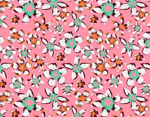 Trendy Hand drawn Wild Meadow florals , Flower bouquet Seamless Pattern, Design for fashion , fabric, textile, wallpaper, cover, web , wrapping and all prints