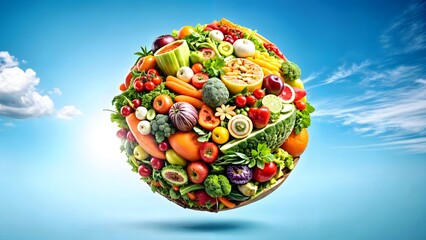 circle of fruit and vegetables