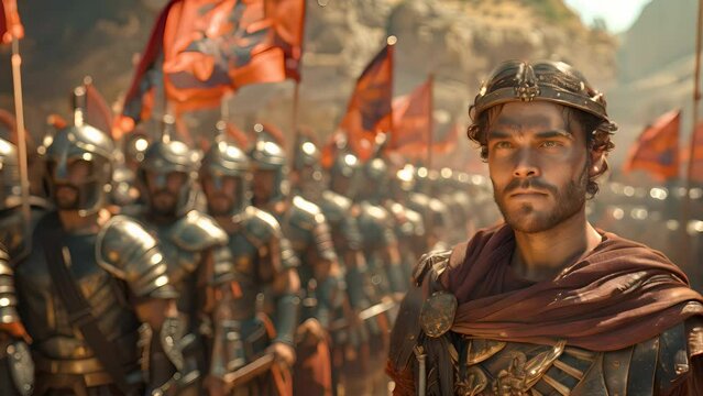 4K HD video clips King Leodinus led 300 Sparta warriors to resist Xerxes' army at the Strait of Thermopylae.