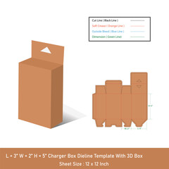 Charger box dieline template and 3D Box