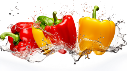 Ackee  sliced pieces flying in the air with water splash isolated on transparent png.
