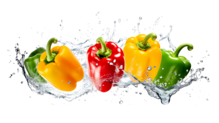 Ackee  sliced pieces flying in the air with water splash isolated on transparent png.
