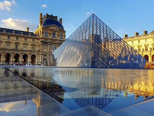 Iconic Louvre Museum in Paris, France, featuring stunning architecture and endless artistic treasures within. - Powered by Adobe