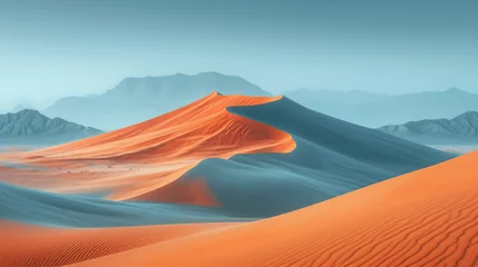 Stickers pour porte Orange Experience the serene beauty of vast desert landscapes in this minimalist drone shot. AI generative.