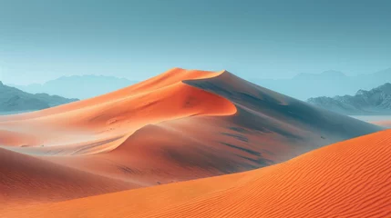 Tuinposter Warm oranje Experience the serene beauty of vast desert landscapes in this minimalist drone shot. AI generative.