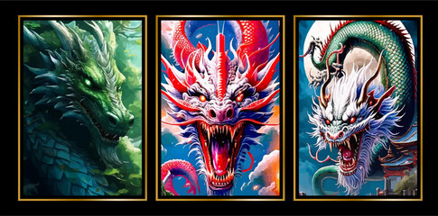 Vector Premium | Asian Dragon Splendor Digital Art Illustration collection