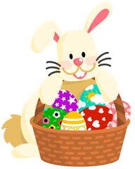 Easter bunny and colorful eggs