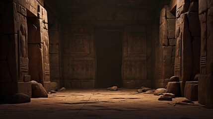 Interior of dark tomb in Egypt - obrazy, fototapety, plakaty