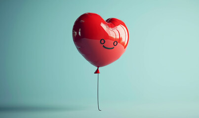 Spread love and joy with this cute heart-shaped cartoon balloon. AI generative.
