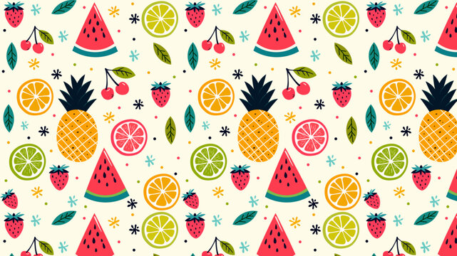 PATRON FRUTAL  VECTORIAL MINIMALISTA FRUTAS EXOTICAS 