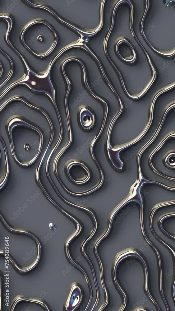 Poster wavy surface. liquid chrome. moving shiny and glossy metallic waves. abstract graphic background. se