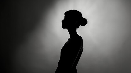The magnetic charm of a girl model in an HD photograph, her silhouette against a solid background creating an aura of sophistication.