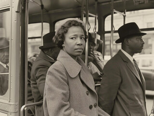 Montgomery Bus Boycott: Rosa Parks leading civil rights movement, one step closer to equality.