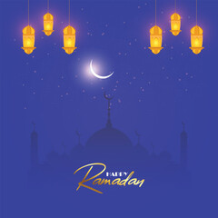 Obraz na płótnie Canvas Illustration graphic of ramadan kareem flat style vector for ramadan eid al fitr background