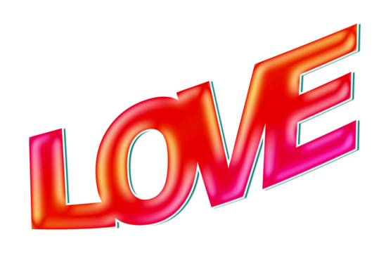 Love text creative design, romantic illustration word, purple, pink