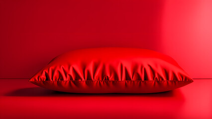 3D Realistic Red Pillow Cushion Design for Inviting Bedroom Settings and Pillowcase Presentations