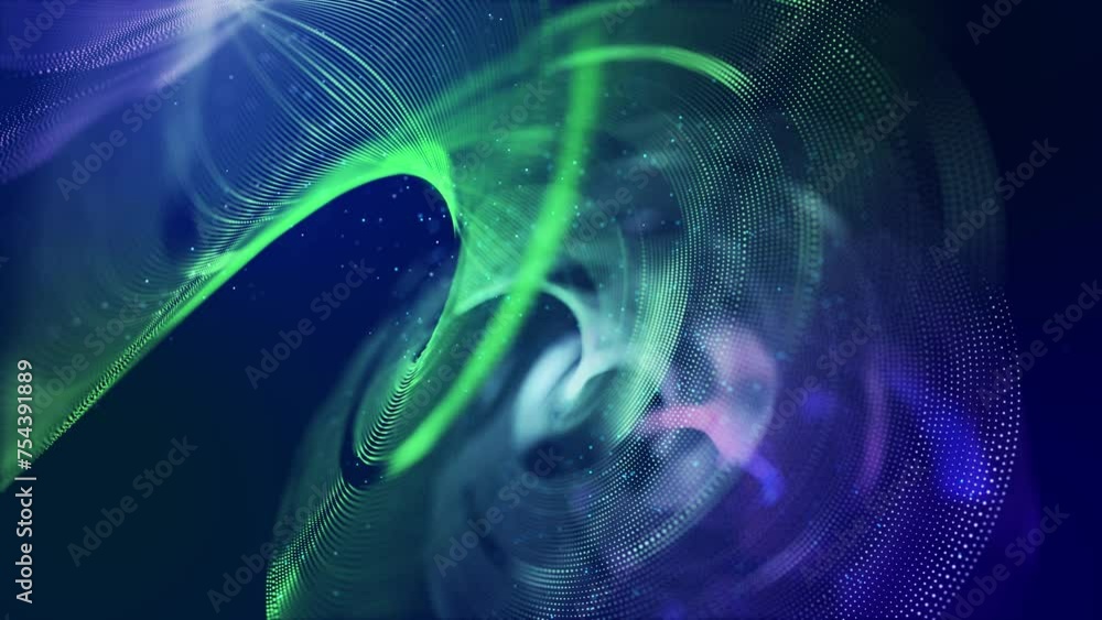 Poster surface composed of luminous particles that form a spiral structure. captivating seamless looped ani