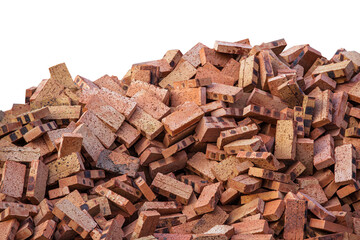 stack of bricks isolated on white background.