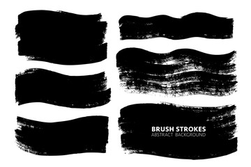 Vector set of hand drawn brush strokes, stains for backdrops. Monochrome design elements set. One color artistic hand painted backgrounds. - 754393209