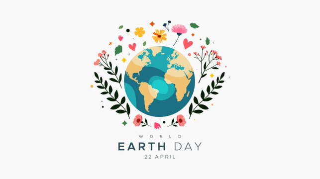 Happy World Earth Day, April 22. preserving nature. Care about the earth. Vector illustration with the concept of increasing awareness and appreciation of the world community 