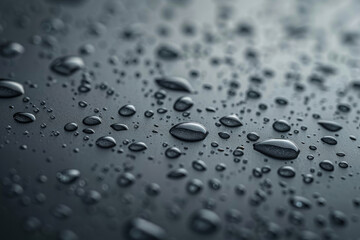 Macro Droplets on Smooth Dark Surface - Textural Detail and Elegance