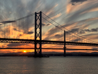 Fototapeta na wymiar Forth Bridge at sunset