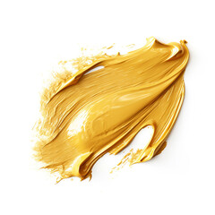 Fototapeta premium golden brush stroke of paint on white background сreated with Generative Ai