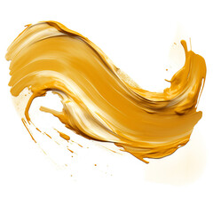 golden brush stroke of paint on white background сreated with Generative Ai