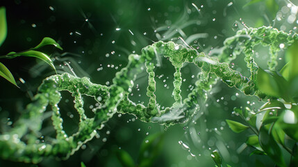a green and white dna in the style of rendered in cinema4d