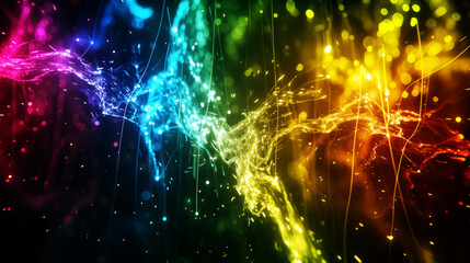 Abstract multi-colored background, flash of lights and colors