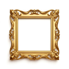 Gold frame on white background 3D сreated with Generative Ai