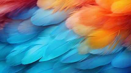 Foto op Canvas The beautiful colorful feather bird texture background in the futurism © Otseira