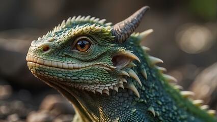 Fototapeta premium AI Generated reality: A Glimpse into the Mystical World of a Baby Dragon