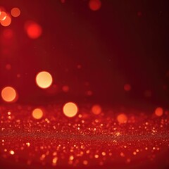 Red and gold bokeh with elegant sparkling particles on dark background